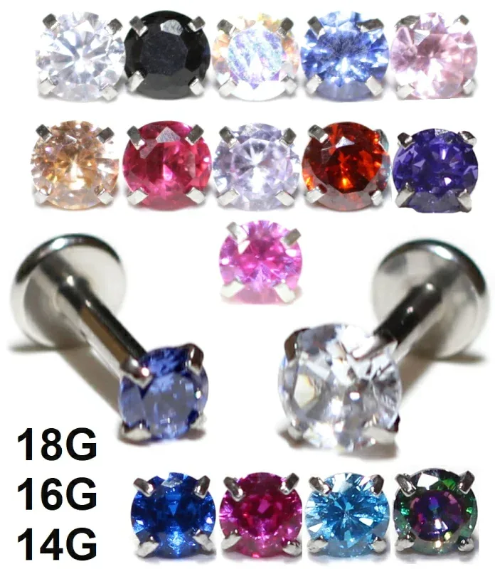 Internal Labret Body Piercing Standing Claw Jewel 18G 16G 14G Surgical Stainless Cartilage Piercing Tragus Helix Sold as One