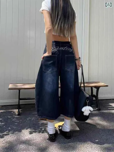 デニムパンツ 女性用 春夏 ワイドレッグ ハイウエスト 七分丈 刺繍デザイン ゆったりシルエット ライトブルー ストレッチ素材 漂白加工 普段使い 軽量 伸縮性 通勤カジュアル