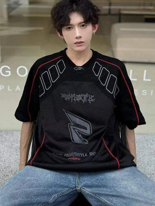 Tシャツ メンズ 半袖 アメリカン ヴィンテージ風 スポーツ ウェア メッシュ 速乾 通気性 野球 バイク 自転車 ライディング トップス