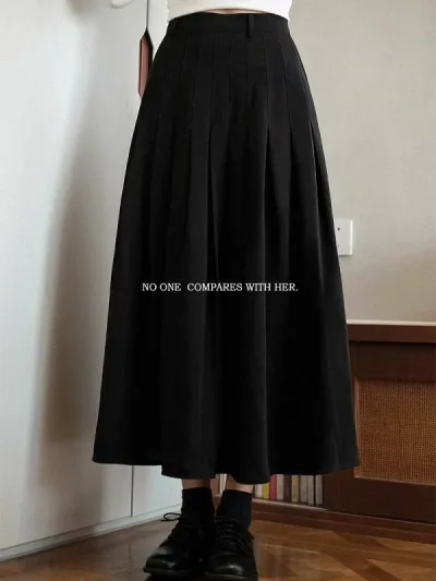 ロングスカート レディース プリーツ ハイウエスト フレア レトロ 無地シンプルきれいめ上品ゆったりベーシック定番カジュアルナチュラル普段使いお出かけ