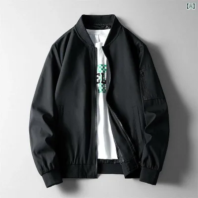 ジャケット メンズ ビジネス カジュアル ブルゾン スタンドカラー 立ち襟 アウター 上着 春物 秋物 スイングトップ 事務服 制服 ジャンパー シンプル 紳士服 無地 通勤 通学 仕事着 防風 軽量