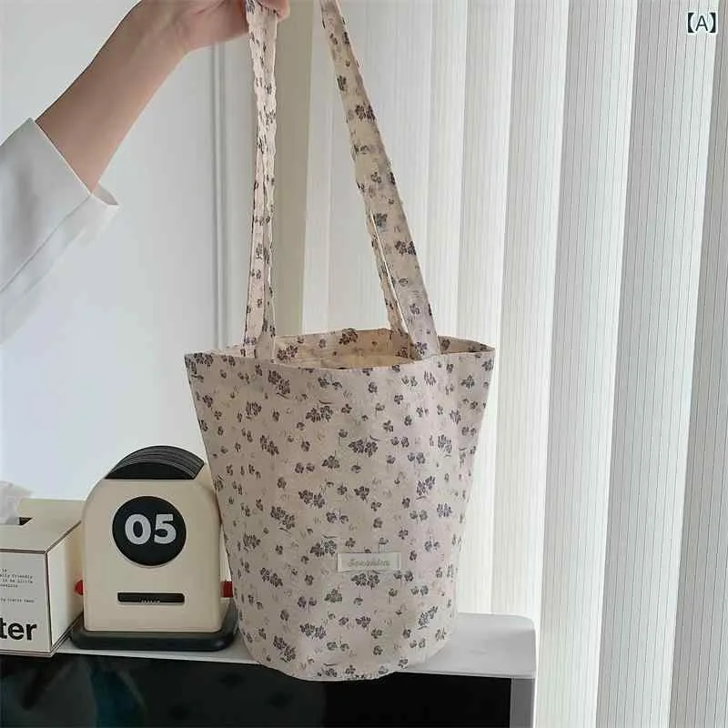 ショルダーバッグ レディース キャンバス 花柄 2way バケツバッグ 斜めがけ 大容量 軽量 肩掛け 総柄 小花プリント 丈夫 収納 通勤 通学 お出かけ 旅行 カジュアル デイリー 多機能 プレゼント ギフト 贈り物