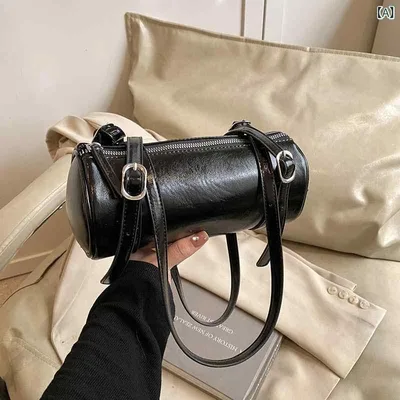 ハンドバッグ レディース 筒型 ショルダーバッグ ワンショルダー 肩掛け 斜めがけ 手提げ かばん レザー調 軽量 シンプル 無地 撥水 通勤 通学 旅行 デイリー 普段使い ギフト プレゼント コンパクト バケツ型 ミニバッグ