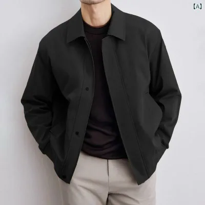 ジャケット メンズ ビジネス ブルゾン スイングトップ 襟付き 無地 ライトアウター シンプルの紳士服 通勤や通学で活躍する春物 秋物アウター カジュアルフルジップジャンパー スリムフィット