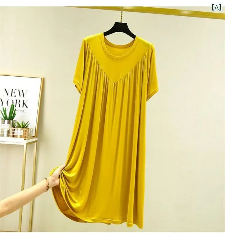 Women's Dress, Short Sleeve, Long Length, A-Line, Maxi Length, Gathered, Soft, Cool, Breathable, Clean, Loose, Body Coverage, Adults, Casual, Simple, Plain, Summer Clothes, Work, School, Outings, Travel, Dates, Easy to Store
