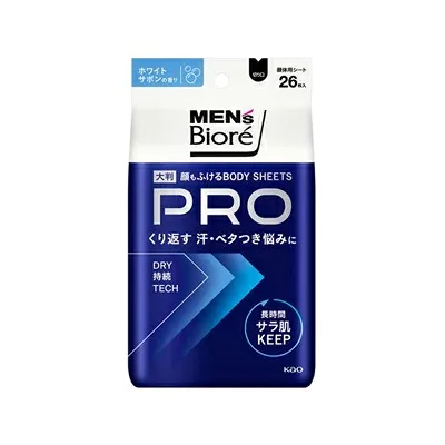 メンズビオレ 顔もふけるボディシートPRO ホワイトサボンの香り 26枚 4901301449252