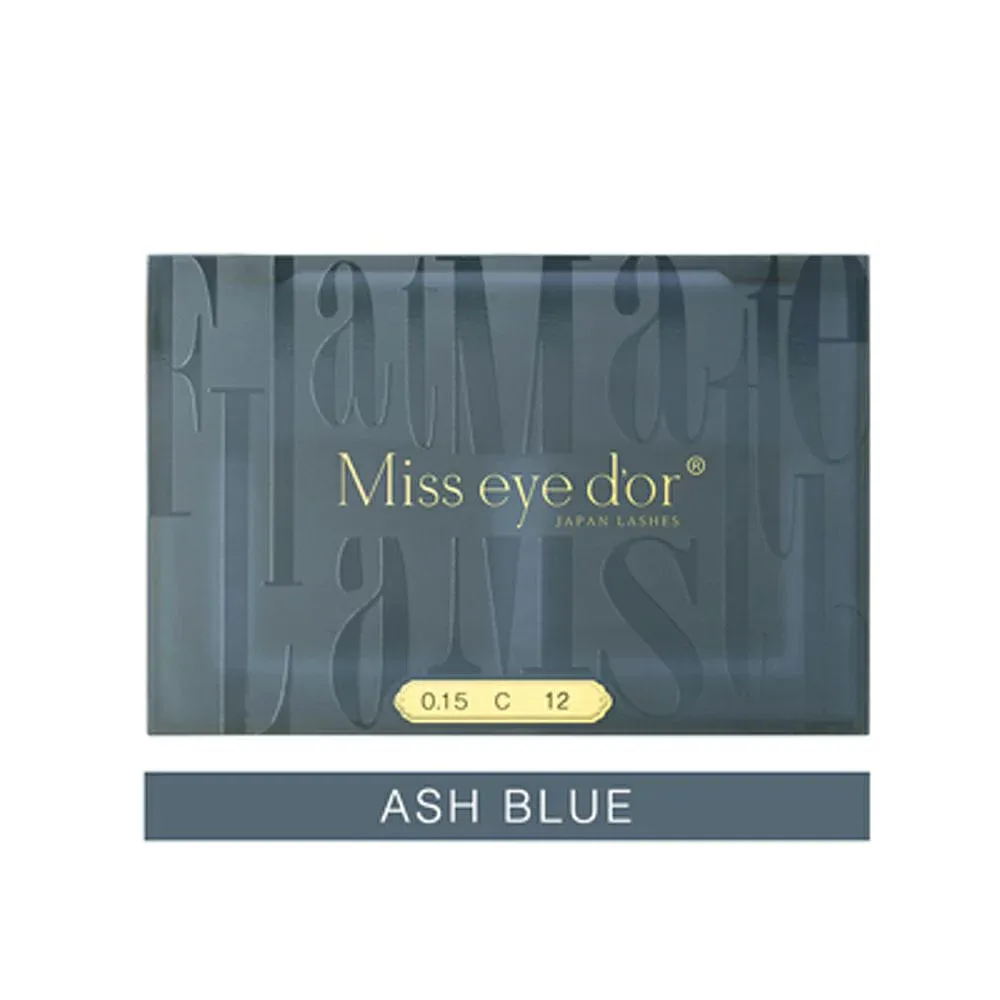 【Miss eye d'or】フラットマットラッシュアッシュブルー CCカール 0.15mm×8mm