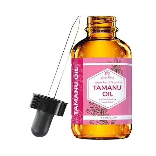 リーベンローズ タマヌオイル、100%ピュアオーガニック未精製コールドプレス、ガラスドロッパー付き 1オンス