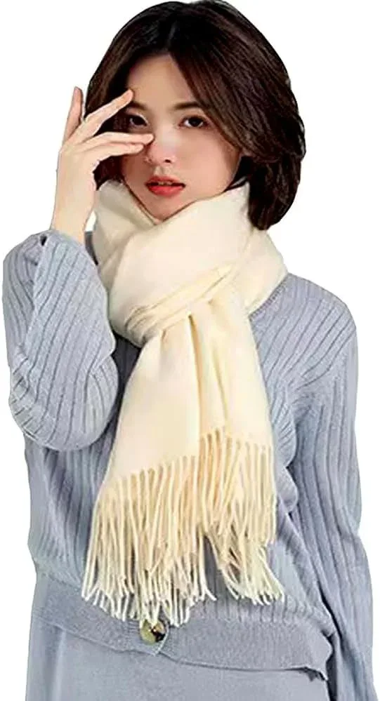 マフラー レディース ストール レディース 大判 ストール カシミヤブレンドウールマフラー【レディースメンズ共用】 秋冬 マフラー 無地 定番 フリンジ生地