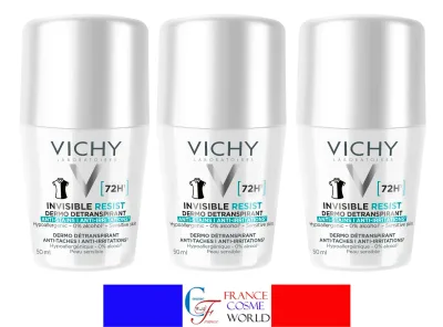 【正規品】 VICHY ヴィシー インビジブル デオドラント 72H ロールオン 50ml 3本セット 制汗剤 汗 パースピレックス 海外通販 送料無料 フランスより直送VICHY DEODORNAT INVISIBLE 72H ROLL ON 50ml 3pcs