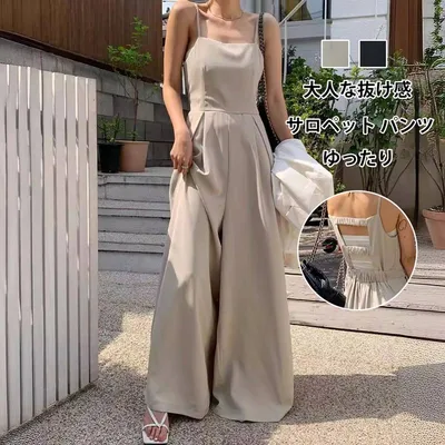 レディース 夏 オールインワン ワイド 春 キャミサロペット 涼しい 薄手 重ね着 大きいサイズ サロペ ワイド