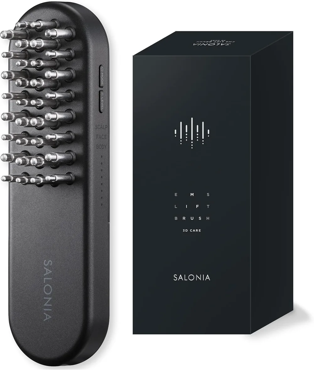 【送料無料】SALONIA サロニア EMSリフトブラシ 3Dケア SAL24305BK 美顔器 電気ブラシ 頭皮 フェイス ボディ 温感 8段階 IPX7防水 ブラック