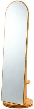 Higashiya HOW-508RBR Rotating Mirror Mirror Rotating Storage with Hanger Hanger Open Storage 2 Tiers Hidden Storage Back Storage Living Room Bedroom Wooden Natural Wood Simple Stylish Scandinavian Korean Korean Interior Red Brown