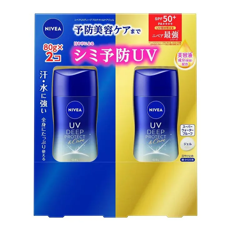 【1等100%ポイントバック! ※要エントリー】ニベアUV ディープ プロテクト&ケア ジェル SPF50+ / PA++++80g x 2 - Nivea UV Deep Protect & Care Gel 80g x 2