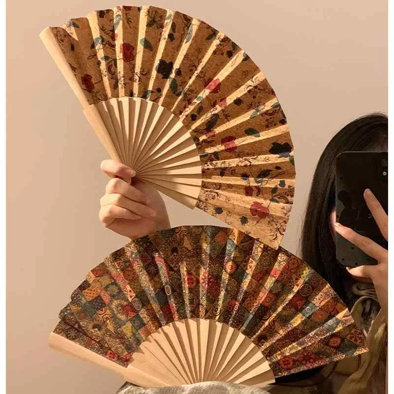 中国 扇子 漢服 コスプレ 小道具 夏 レトロ チェック 花柄 折りたたみ レディース チャイナ ドレス ポータブル ダンス 竹 おしゃれ 旅行
