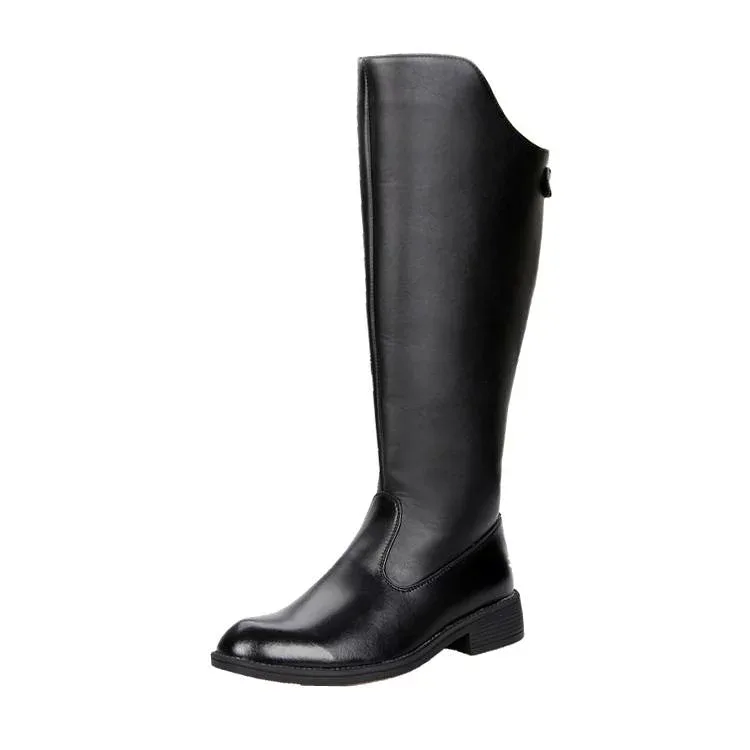 乗馬 ブーツ メンズ レディース ロング ローヒール 黒 馬術 馬具 用品 トレーニング パフォーマンス PU レザー 合皮 かっこいい 春 秋