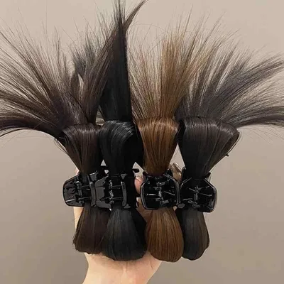 ウィッグ レディース ポニーテール バンスクリップ ヘアアクセサリー お団子 つけ毛 シャトルコックスタイル 噴水アップ ボリューム Y2K 無造作 耐熱ファイバー 簡単装着 普段使い ブラック ブラウン
