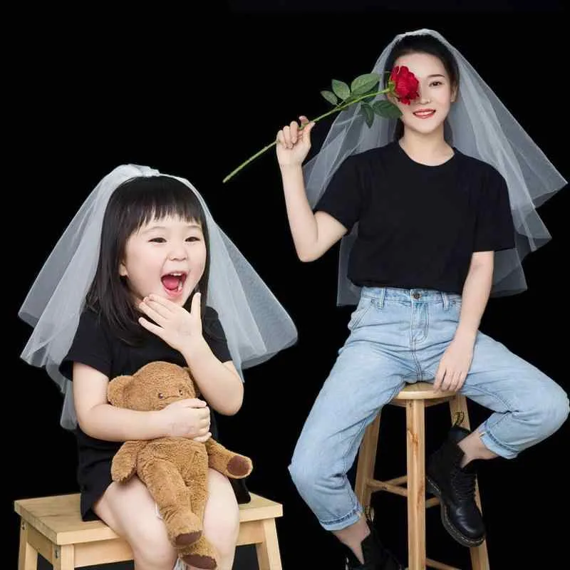 ベール キッズ 子供 女の子 大人 レディース 親子 髪飾り ヘッドドレス ヘアアクセサリー ウエディング 2段 チュール シンプル フォトアイテム 花嫁 ブライダル 結婚式 誕生日 披露宴 ロケーション撮影