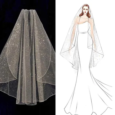 ウェディングベール レディース ヘアアクセサリー ヘッドドレス 結婚式 前撮り 披露宴 キラキラ グリッター 星空風 ラメ 1段 シングル コーム ミドル丈 チュール 春夏 ホワイト アイボリー シャンパン 華やか 上品 花嫁