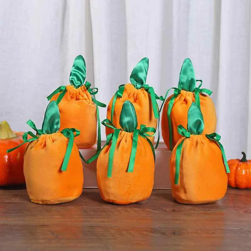 ギフトバッグ ハロウィン かぼちゃ ベルベット お菓子入れ 巾着袋 飾り パーティー イベント 装飾 かわいい 小物入れ