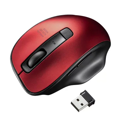 (まとめ買い)サンワサプライ ワイヤレスブルーLEDマウス レッド MA-WBL134R 〔×3〕 【北海道・沖縄・離島配送不可】