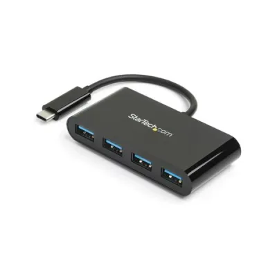 StarTech.com 4ポートUSB3.0ハブ USB Type-C接続 USB-A×4口 USBバスパワー対応 ブラックHB30C4AB 1個 【北海道・沖縄・離島配送不可】