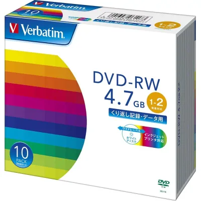 バーベイタム データ用DVD-RW 1-2倍速 10枚入 インクジェットプリンタ対応 DHW47NP10V1 【北海道・沖縄・離島配送不可】