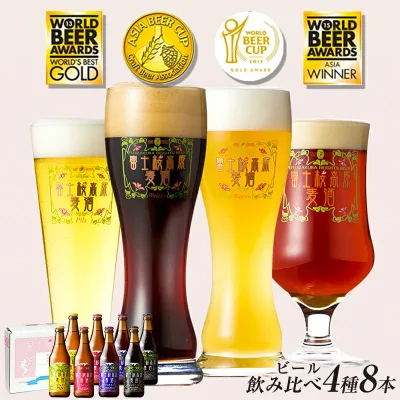 ビール ギフトクラフトビール飲み比べ ギフト セット「富士桜高原麦酒4種8本セット」金賞受賞のクラフトビール飲み比べ!地ビール 飲み比べセット ビール ご当地ビール 詰合わせ 瓶ビール お酒 美味しい 退職祝い 結婚内祝い 出産内祝い