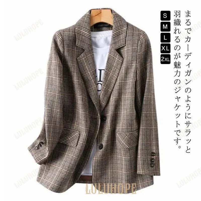 テーラードジャケット チェック柄 スーツジャケット レディース テーラード ジャケット 春 秋 アウト ジャケット ビジネススーツ カジュ