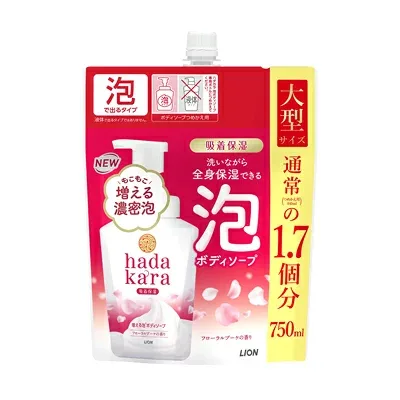 hadakara ボディソープ 泡で出てくるタイプ フローラルブーケの香り 詰替用 750ml 4903301291954
