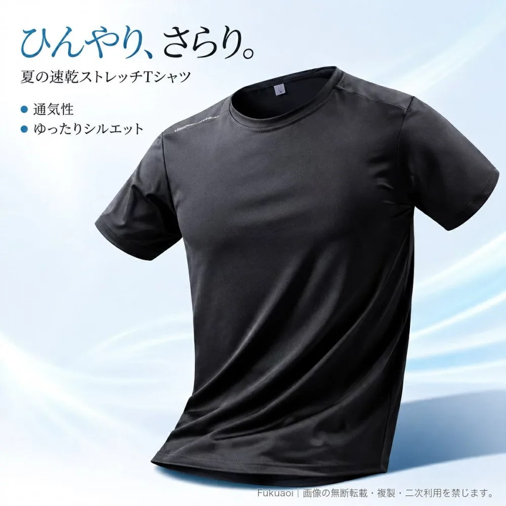 メンズ速乾Tシャツ 半袖 クルーネック ひんやり素材 ストレッチ 通気性 夏用 スポーツ トレーニング バスケ アウトドア ゆったり 大きいサイズ M~6XL 男女兼用