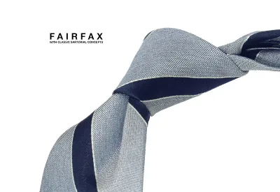 【 FAIRFAX / フェアファクス 】サックスブルー地にネイビー×オフホワイトのストライプネクタイ ( レジメンタルネクタイ ) ●( FAS-1719 ) 【楽ギフ_包装】