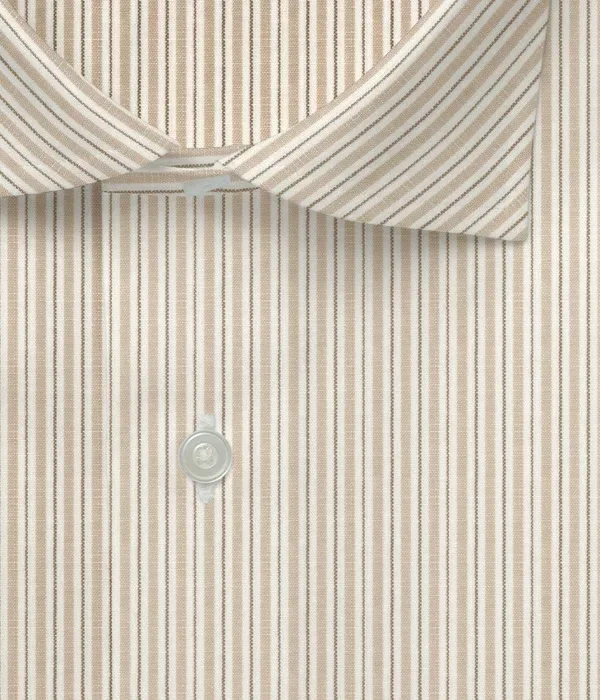 オリジナルオーダーシャツ FM87060 SIDOGRAS シドグラスベージュ×ブラウンのストライプ柄コットン100% スペイン製生地 / Fabric in Spain