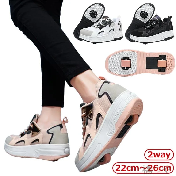 Girls, Kids, Children's Shoes, Two-Wheel Roller Shoes, Children's Roller Shoes, Children's Roller Skates, Children, Men's, Stylish, 2way, Children, Boys, Girls, Women's, Breathable, Roller Skates, Roller Sneakers, Students, Cool Athletic Shoes, Sneakers