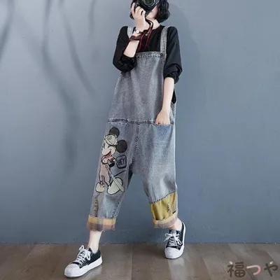 レディース オーバーオール おしゃれ サロペット ゆったり デニムパンツ (M-2XL)LPBA014