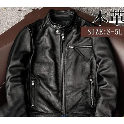 ライダースジャケット メンズ 本革 レザージャケット 皮ジャン バイク 立ち襟 防風 スタンド襟 ブルゾン B系 秋冬服