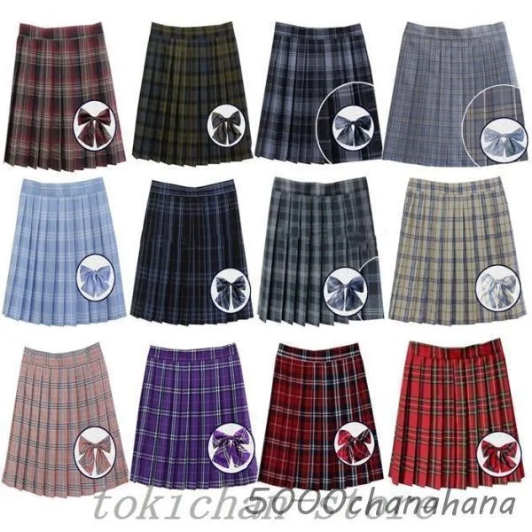 制服スカート47cmチェック膝丈フレアスカート入学式学生服制服コスプレスクールスカート学生女子高生ミニスカートハイウエスト