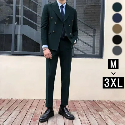 メンズ スーツ 二つボタン ビジネススーツ suit 細身 スリムスーツ フォーマルスーツ 紳士服 二次会 結婚式 卒業式 入学式 面接 通勤 パーティー カジュアルスーツ おしゃれ 無地 春 秋 上下セット ベージュ ブラック グレー ダークグリーン ネイビー dp031t2t2x0