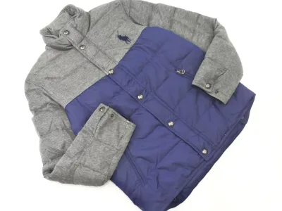 Ralph Lauren ラルフローレン バイカラー ダウン ジャケット sizeM/グレーx紺 ◆■◎ ☆ gia1 メンズ【USED】【中古】【古着】【ブランド古着買取・販売ABJ】