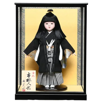 【ひな人形】【市松人形】10号市松人形:金彩袴姿:敏光作:ケース入り【浮世人形】