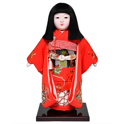 【元賀章介】【ひな人形】【市松人形】10号市松人形:正絹手刺繍手縫衣装:元賀章介作【浮世人形】