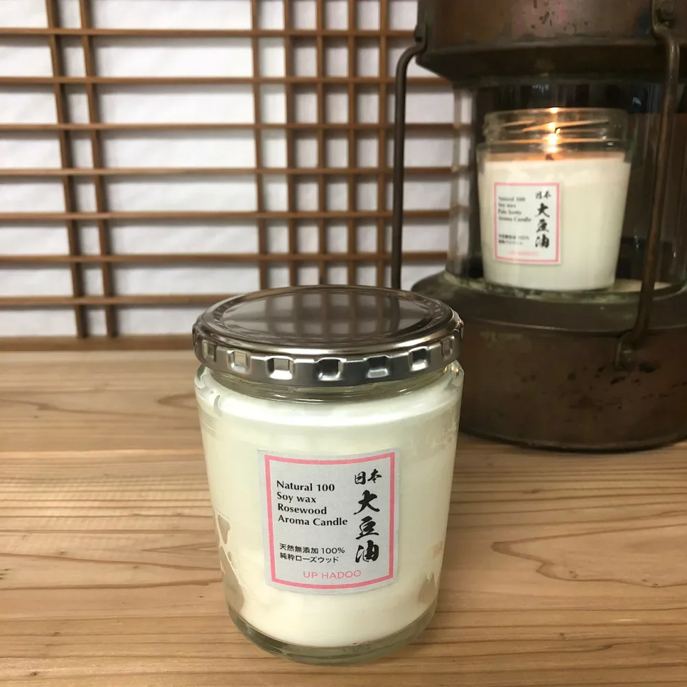 日本 大豆蝋 天然100%日本産 ソイワックス+純粋ローズウッド配合 アロマキャンドル ソイキャンドル ローズウッド エッセンシャルオイル