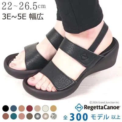 リゲッタ カヌー レディース サンダル 厚底 ヒール 5cm 疲れない 幅広 ワイズ 3E 4E 5E かかと あり 甲高 歩きやすい ウェッジソール 履きやすい 痛くない 疲れない 大きいサイズ 夏 ストラップ 外履き 日本製