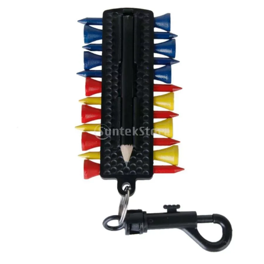 Plastic 12 Pieces Golf Tee + Ball Marker + Golf Pencil + Divot Tool + Tee Holder Plastic