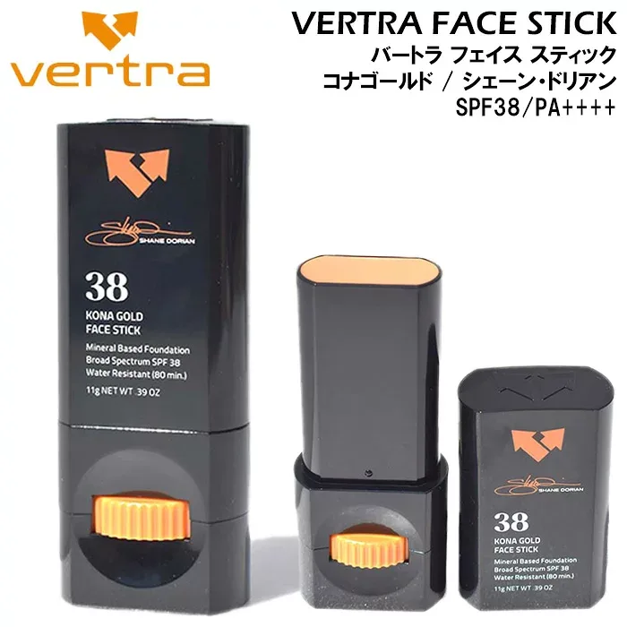 只今ポイント11倍 日焼け止め サーフィン バートラ フェイススティック コナゴールド VERTRA FACE STICK KONA GOLD SPF38 日焼け対策 SPF UVカット ウォータープルーフ 顔用 マリンスポーツ スノーボード フィッシング アウトドア プール 海水浴 山 川 サイクリング 日本製
