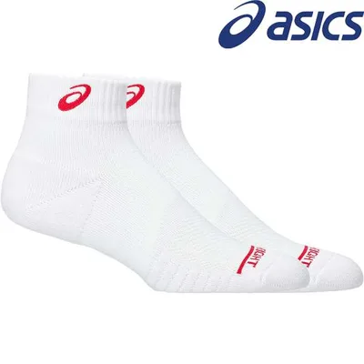 ◆◆メール便発送 <アシックス> ASICS サポートショートソックス12 3053A163 (101:ブリリアントホワイト×ファイアリーレッド) バレーボール 3053A163-101
