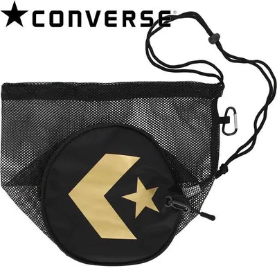 ◆◆◎ <コンバース> CONVERSE ボールも入るメッシュバッグ C2403097 (1982:ブラック×ゴールド)