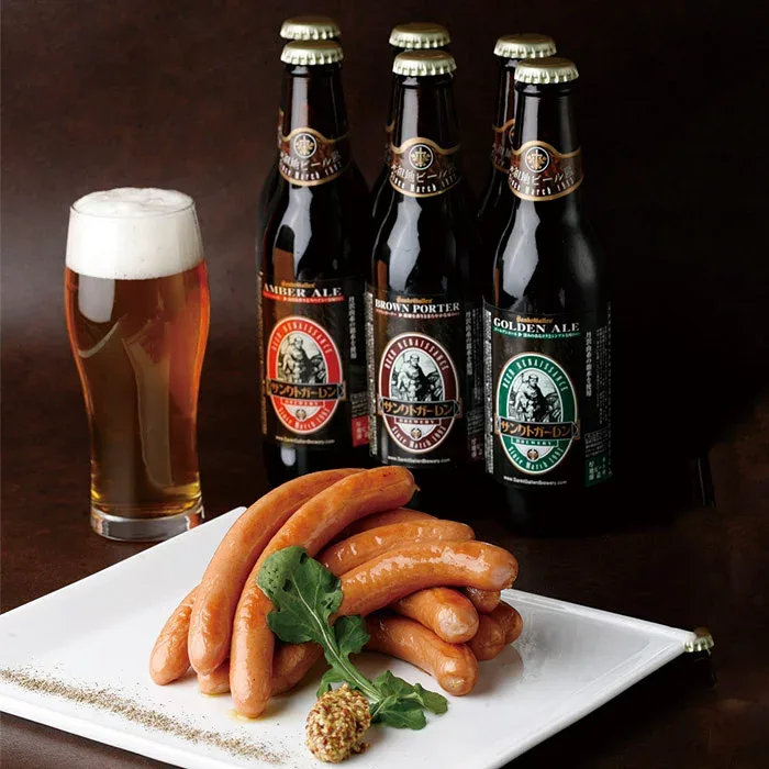 厚木ハム監修 ウインナー ソーセージ&金賞 地ビール 飲み比べ ギフトA【本州送料無料 あす楽】クラフトビール おつまみセット 詰め合わせ 神奈川 BBQ サンクトガーレン 粗挽き|誕生日プレゼント 敬老の日ギフト 出産内祝い 結婚内祝い 退職祝い 還暦祝い お酒 つまみ 豪華