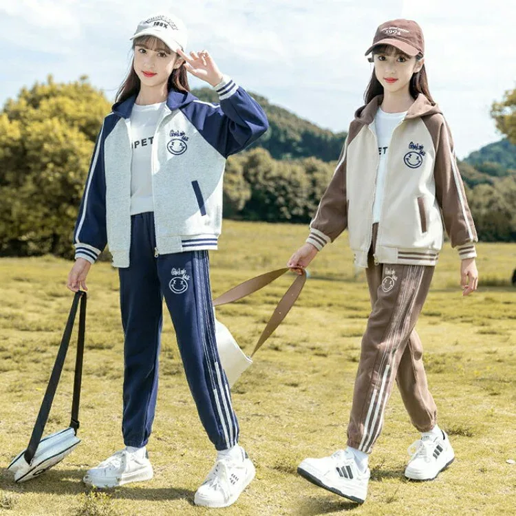 ガールズ ジャージ スウェット セットアップ 2点セット 長袖 パーカー ロングパンツ キッズ服 スポーツウェア 子供服 女の子 ジャケット 前開き 可愛い シンプル スタジャン