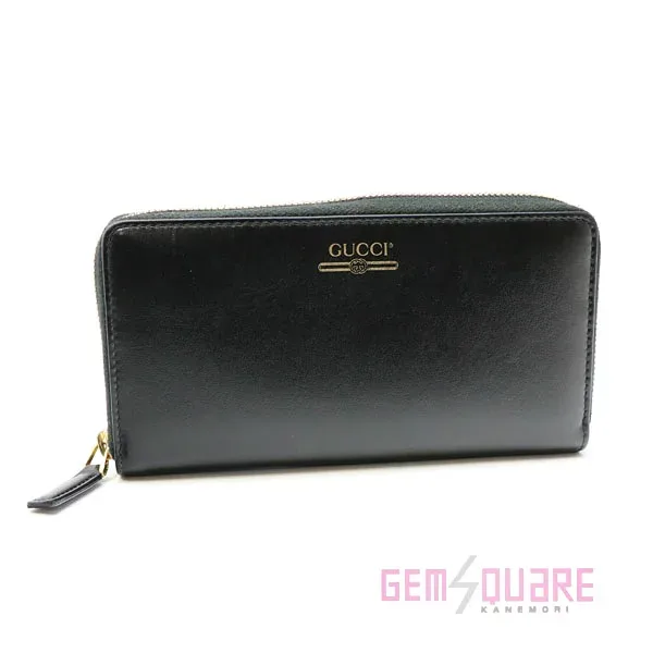 【547591】GUCCI グッチ 財布 ラウンドファスナー 黒 ヴィンテージロゴプリント 中古【質屋出店】